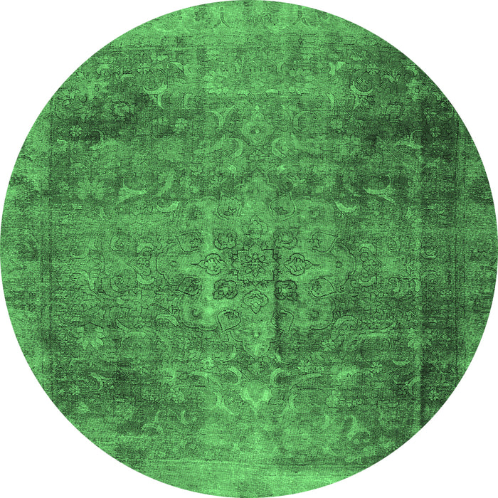 Round Persian Emerald Green Traditional Rug, tr3088emgrn