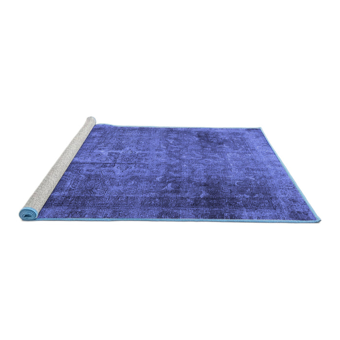 Sideview of Machine Washable Persian Blue Traditional Rug, wshtr3088blu
