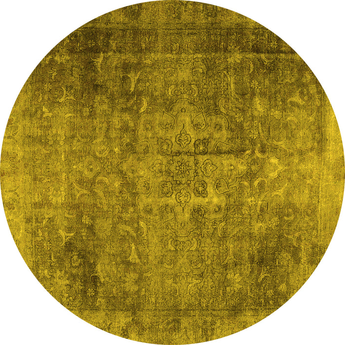 Round Persian Yellow Traditional Rug, tr3088yw