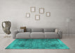 Machine Washable Persian Turquoise Traditional Area Rugs in a Living Room,, wshtr3088turq