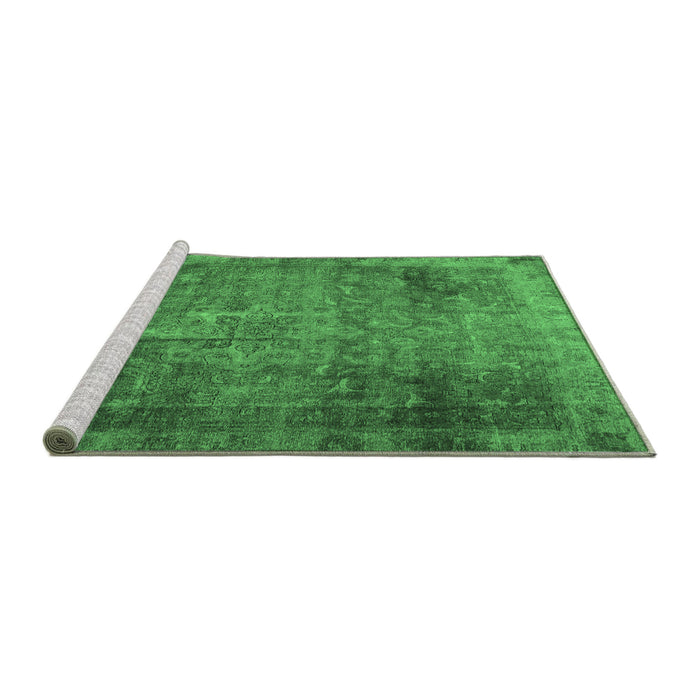 Sideview of Machine Washable Persian Emerald Green Traditional Area Rugs, wshtr3088emgrn