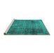 Sideview of Machine Washable Persian Turquoise Traditional Area Rugs, wshtr3088turq