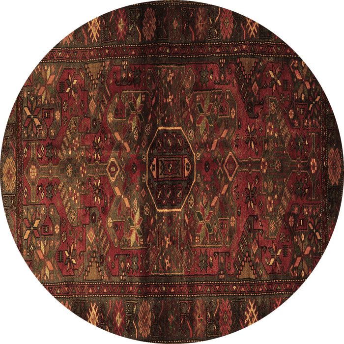 Round Persian Brown Traditional Rug, tr3089brn
