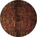 Round Persian Brown Traditional Rug, tr3089brn