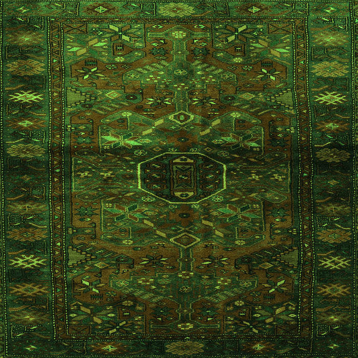 Round Machine Washable Persian Green Traditional Area Rugs, wshtr3089grn