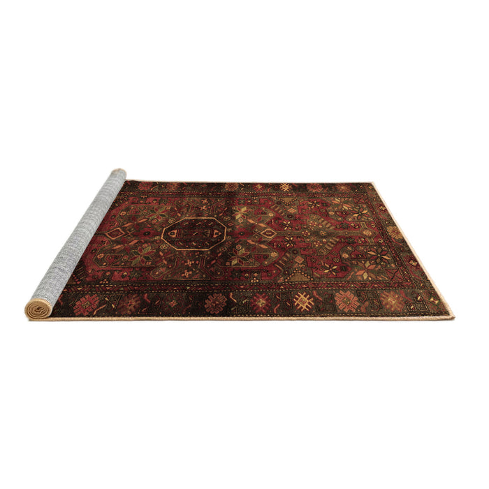 Sideview of Machine Washable Persian Brown Traditional Rug, wshtr3089brn