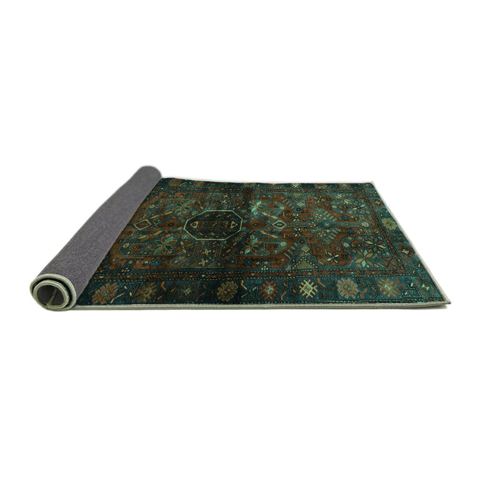 Sideview of Persian Turquoise Traditional Rug, tr3089turq