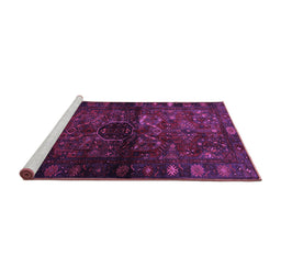 Sideview of Machine Washable Persian Purple Traditional Area Rugs, wshtr3089pur