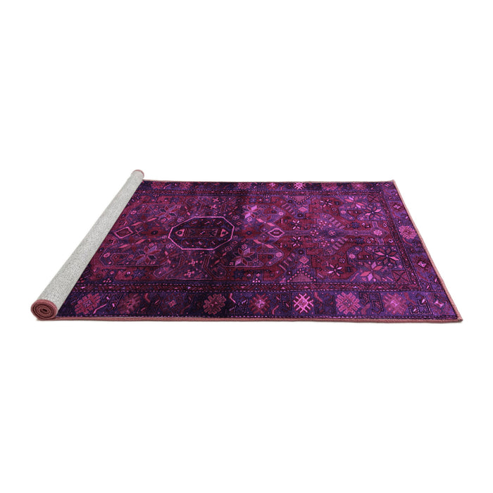 Sideview of Machine Washable Persian Purple Traditional Area Rugs, wshtr3089pur