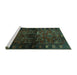 Sideview of Machine Washable Persian Turquoise Traditional Area Rugs, wshtr3089turq