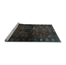 Sideview of Machine Washable Persian Light Blue Traditional Rug, wshtr3089lblu