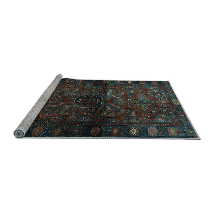 Sideview of Machine Washable Persian Light Blue Traditional Rug, wshtr3089lblu