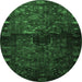 Round Persian Emerald Green Traditional Rug, tr3089emgrn