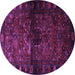 Round Machine Washable Persian Purple Traditional Area Rugs, wshtr3089pur