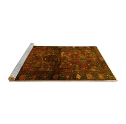 Sideview of Machine Washable Persian Yellow Traditional Rug, wshtr3089yw