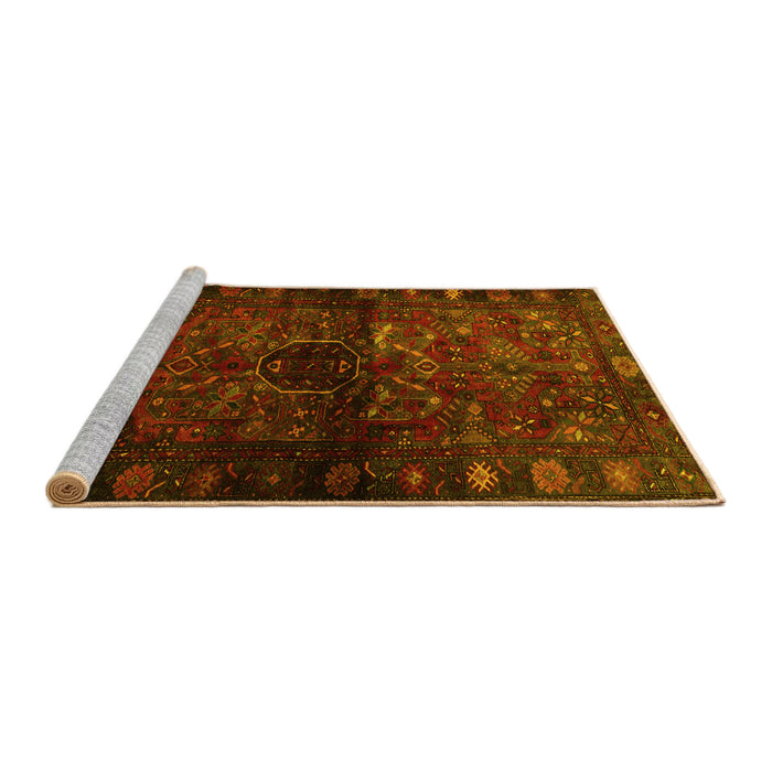 Sideview of Machine Washable Persian Yellow Traditional Rug, wshtr3089yw