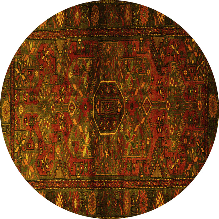Round Persian Yellow Traditional Rug, tr3089yw