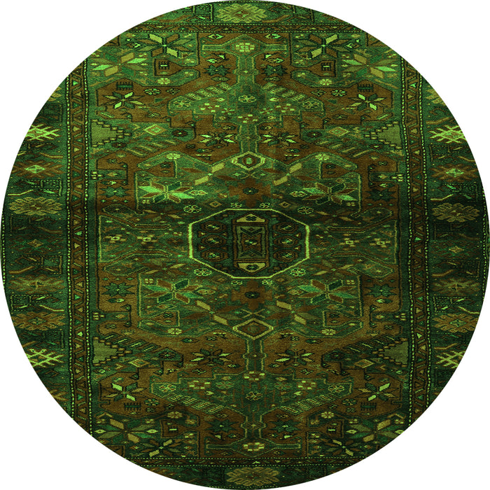 Square Persian Green Traditional Rug, tr3089grn