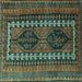Square Persian Turquoise Traditional Rug, tr308turq