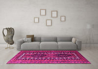 Machine Washable Persian Pink Traditional Rug, wshtr308pnk