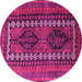 Round Machine Washable Persian Pink Traditional Rug, wshtr308pnk