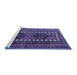 Sideview of Machine Washable Persian Blue Traditional Rug, wshtr308blu