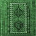 Square Machine Washable Persian Emerald Green Traditional Area Rugs, wshtr308emgrn