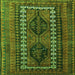 Round Machine Washable Persian Green Traditional Area Rugs, wshtr308grn