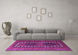 Machine Washable Persian Purple Traditional Area Rugs in a Living Room, wshtr308pur