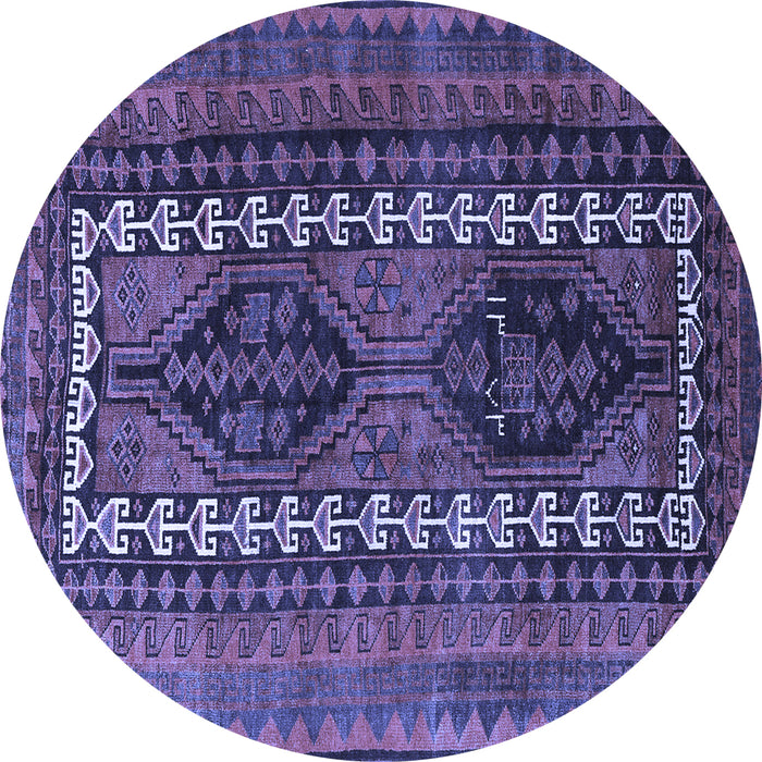 Round Persian Blue Traditional Rug, tr308blu