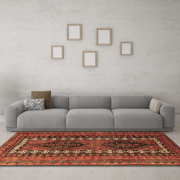 Machine Washable Persian Brown Traditional Rug in a Living Room,, wshtr308brn