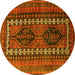 Round Persian Yellow Traditional Rug, tr308yw
