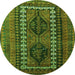 Square Persian Green Traditional Rug, tr308grn