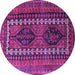 Round Machine Washable Persian Purple Traditional Area Rugs, wshtr308pur