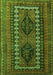 Serging Thickness of Machine Washable Persian Green Traditional Area Rugs, wshtr308grn