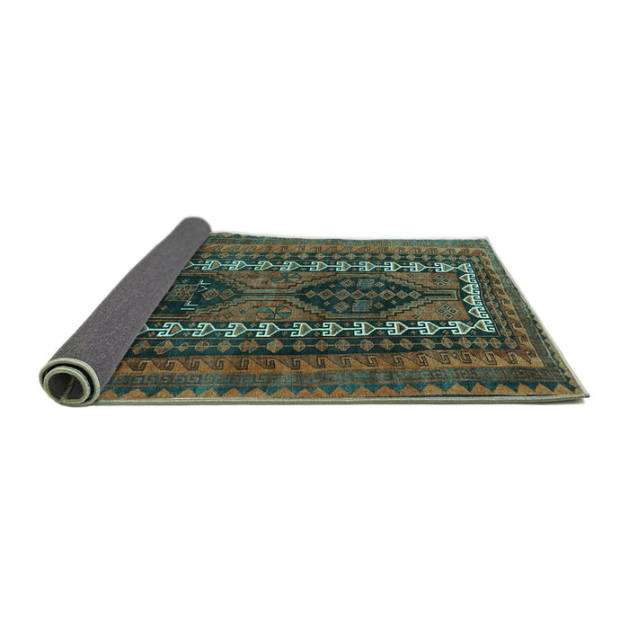 Sideview of Persian Turquoise Traditional Rug, tr308turq