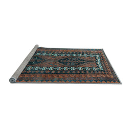 Sideview of Machine Washable Persian Light Blue Traditional Rug, wshtr308lblu