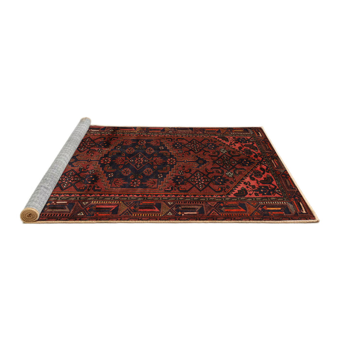 Sideview of Machine Washable Traditional Saffron Red Rug, wshtr3090