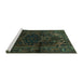 Sideview of Machine Washable Persian Turquoise Traditional Area Rugs, wshtr3090turq