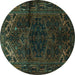 Round Persian Turquoise Traditional Rug, tr3090turq