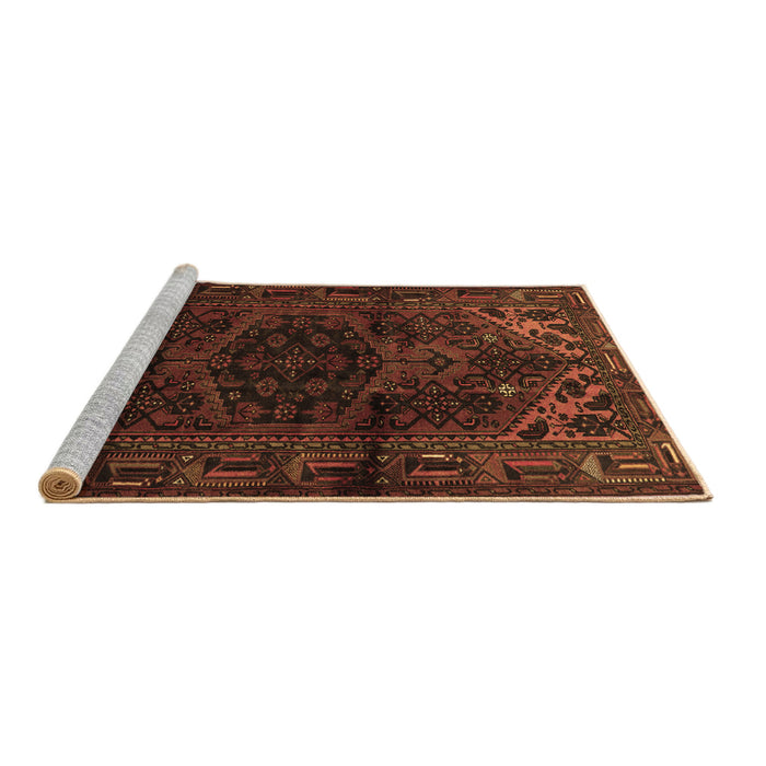 Sideview of Machine Washable Persian Brown Traditional Rug, wshtr3090brn