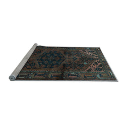 Sideview of Machine Washable Persian Light Blue Traditional Rug, wshtr3090lblu