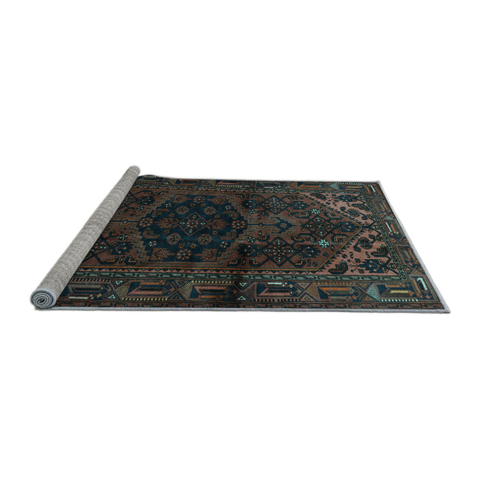 Sideview of Machine Washable Persian Light Blue Traditional Rug, wshtr3090lblu