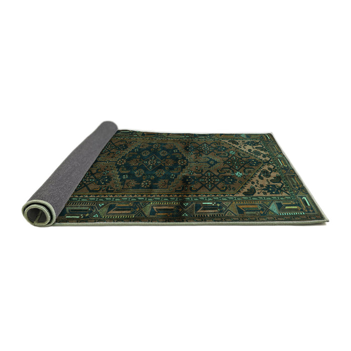 Sideview of Persian Turquoise Traditional Rug, tr3090turq