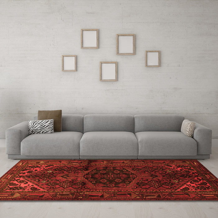 Machine Washable Persian Orange Traditional Area Rugs in a Living Room, wshtr3090org