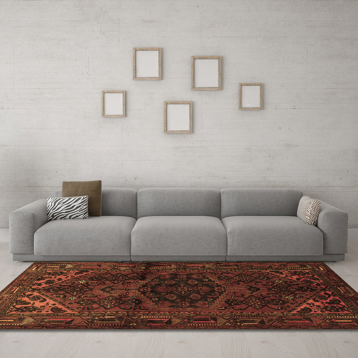 Machine Washable Persian Brown Traditional Rug in a Living Room,, wshtr3090brn