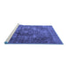 Sideview of Machine Washable Persian Blue Traditional Rug, wshtr3091blu