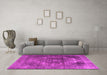 Machine Washable Persian Pink Traditional Rug in a Living Room, wshtr3091pnk