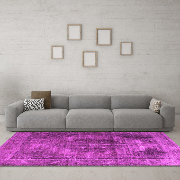 Machine Washable Persian Pink Traditional Rug in a Living Room, wshtr3091pnk