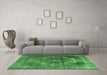 Machine Washable Persian Emerald Green Traditional Area Rugs in a Living Room,, wshtr3091emgrn